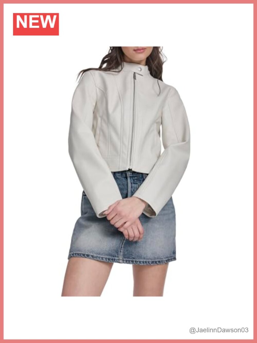 Faux Leather Racer Jacket with Princess Seams Fitted Aviator Moto